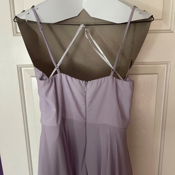 Lulu's Maxi Dress All About Love Lavender Light Purple Bridesmaid Dress No Slit - Picture 3 of 8